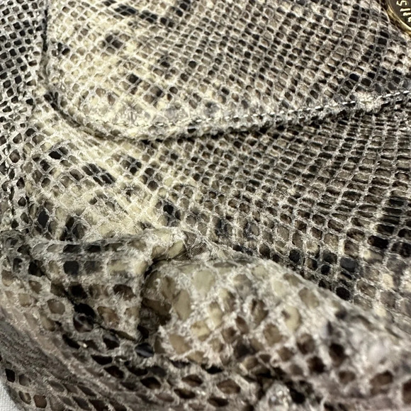 Isaac Mizrahi Live Bridgehampton Leather Bag Chain Strap Soft Snakeskin Print - Picture 11 of 13
